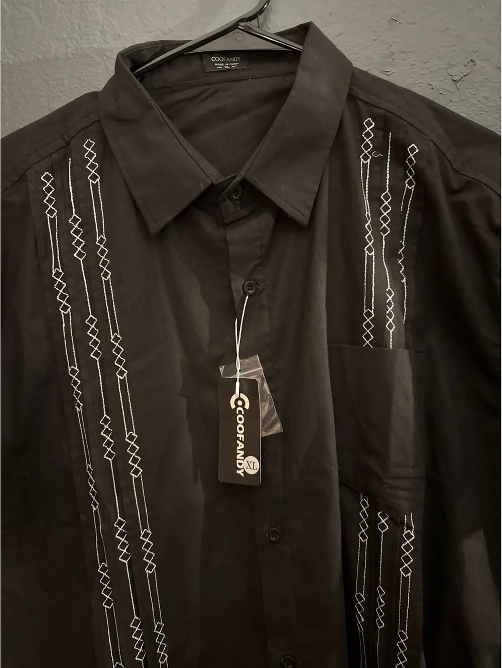 Coofandy Men's Black Short Sleeve Button-Up Shirt XL